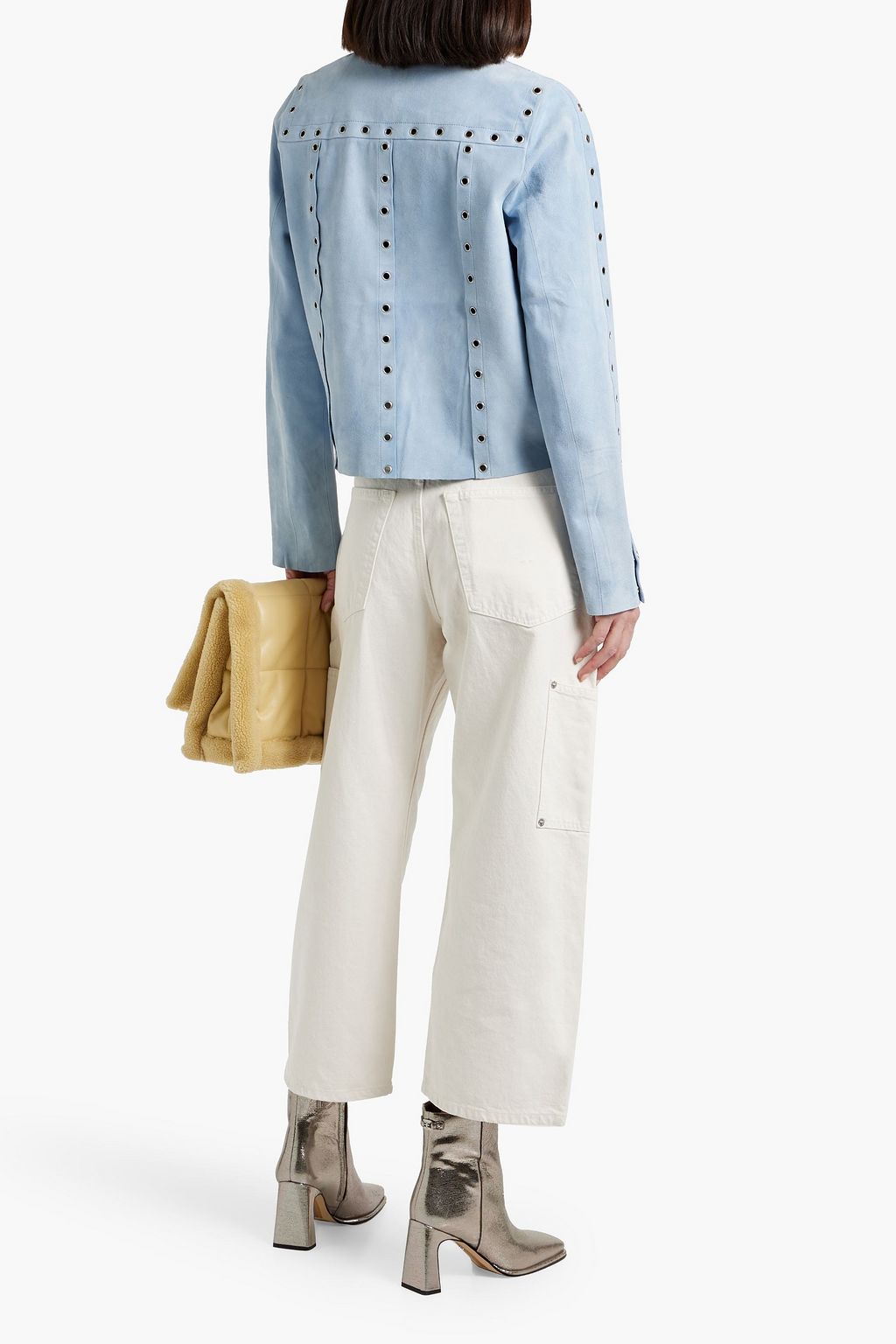 RE/DONE Eyelet-embellished suede shirt