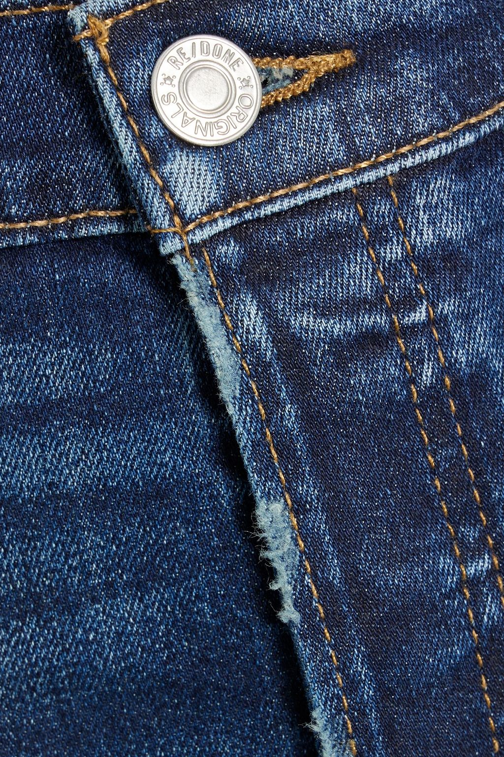 RE/DONE Cropped distressed mid-rise wide-leg jeans