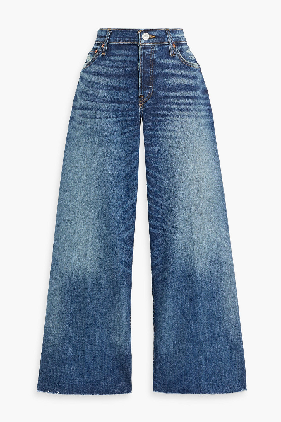 Re/done Cropped Mid-rise Wide-leg Jeans In Mid Denim