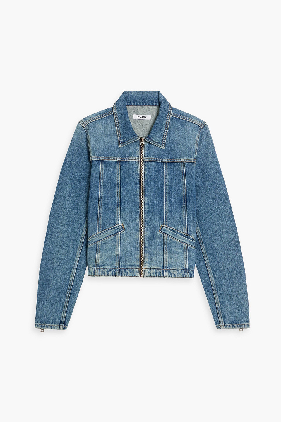 Re/done Faded Denim Jacket In Mid Denim
