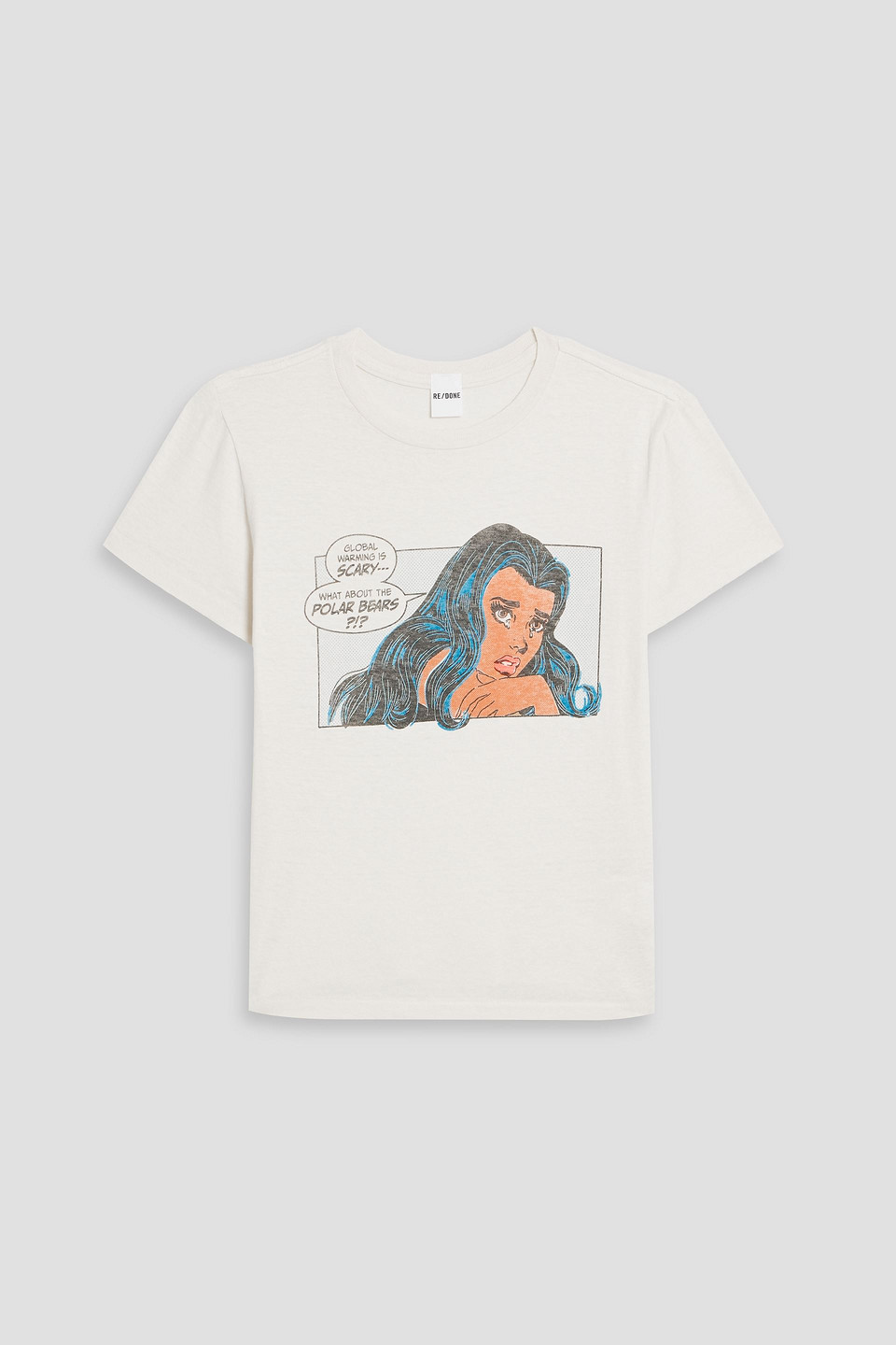 Re/done Printed Cotton-jersey T-shirt In Ecru