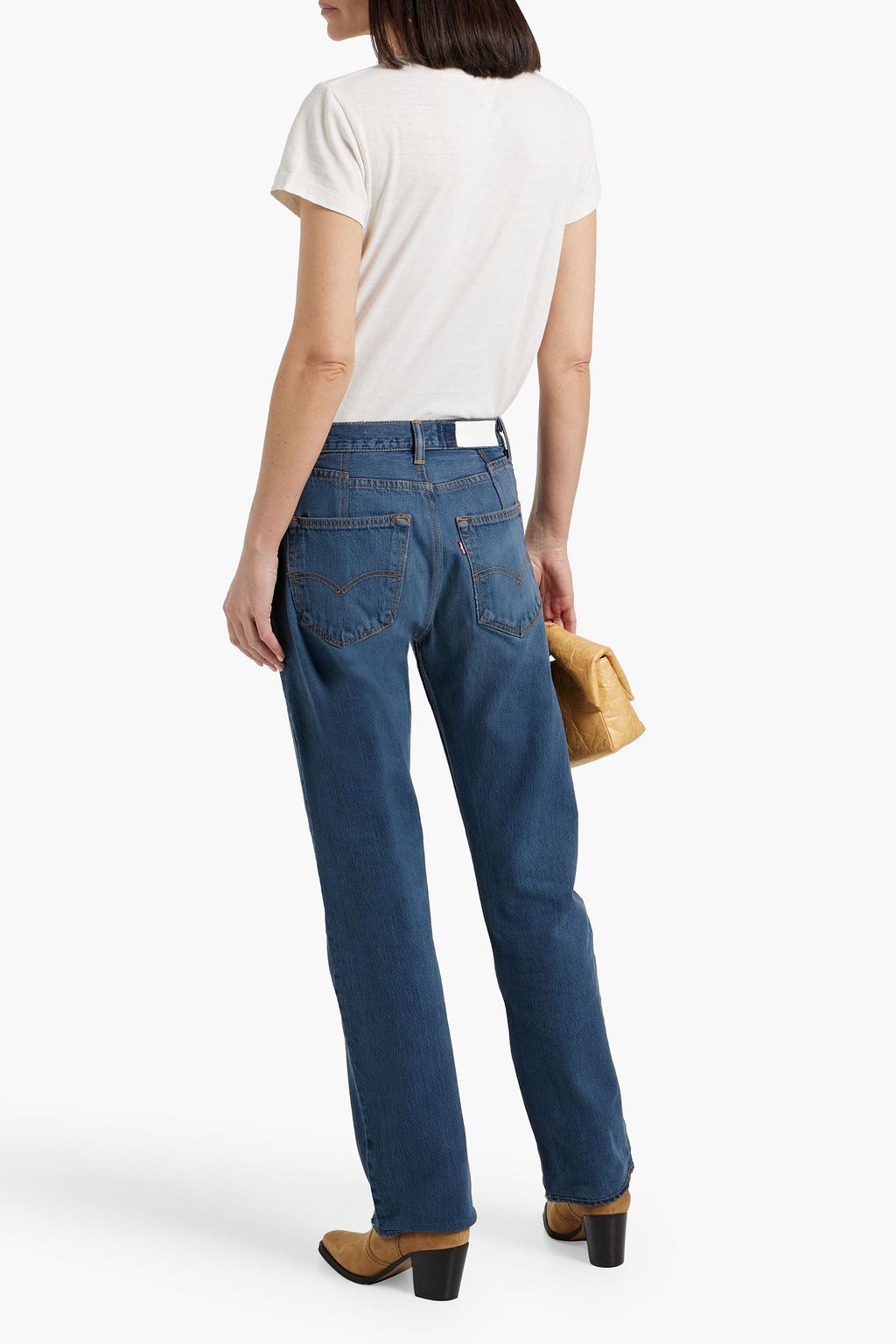 RE/DONE WITH LEVI'S Distressed high-rise straight-leg jeans