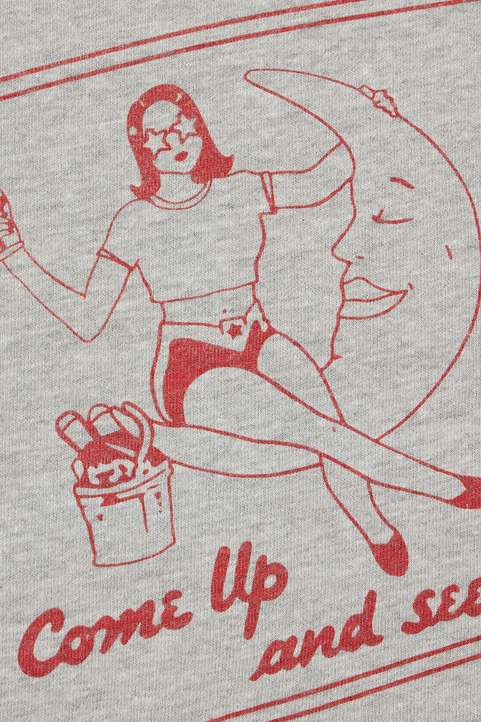 Re/done Printed Cotton-jersey T-shirt In Light Gray