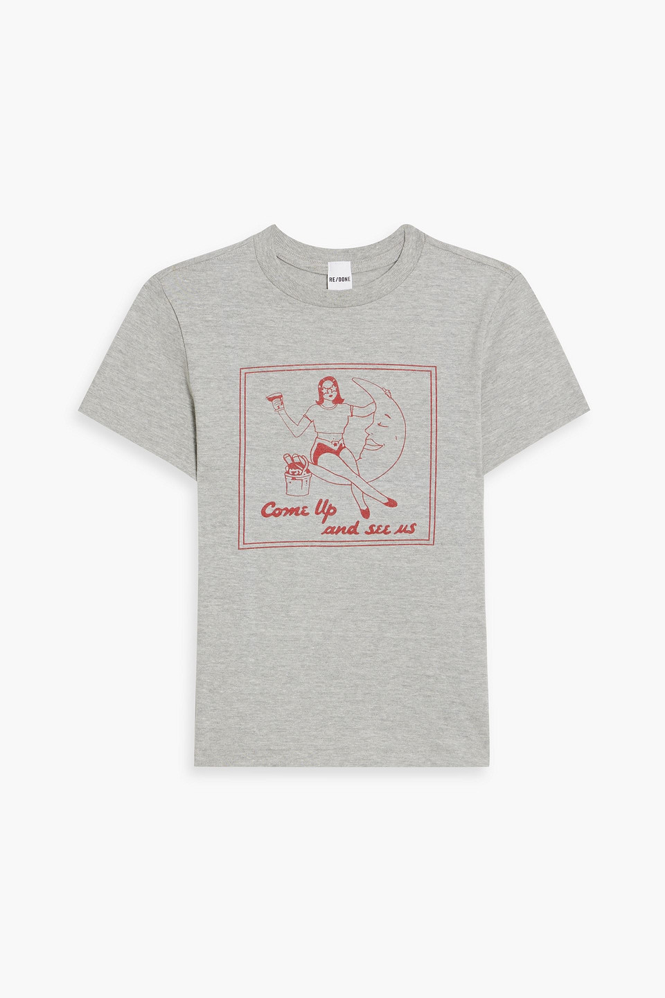 Re/done Printed Cotton-jersey T-shirt In Light Gray