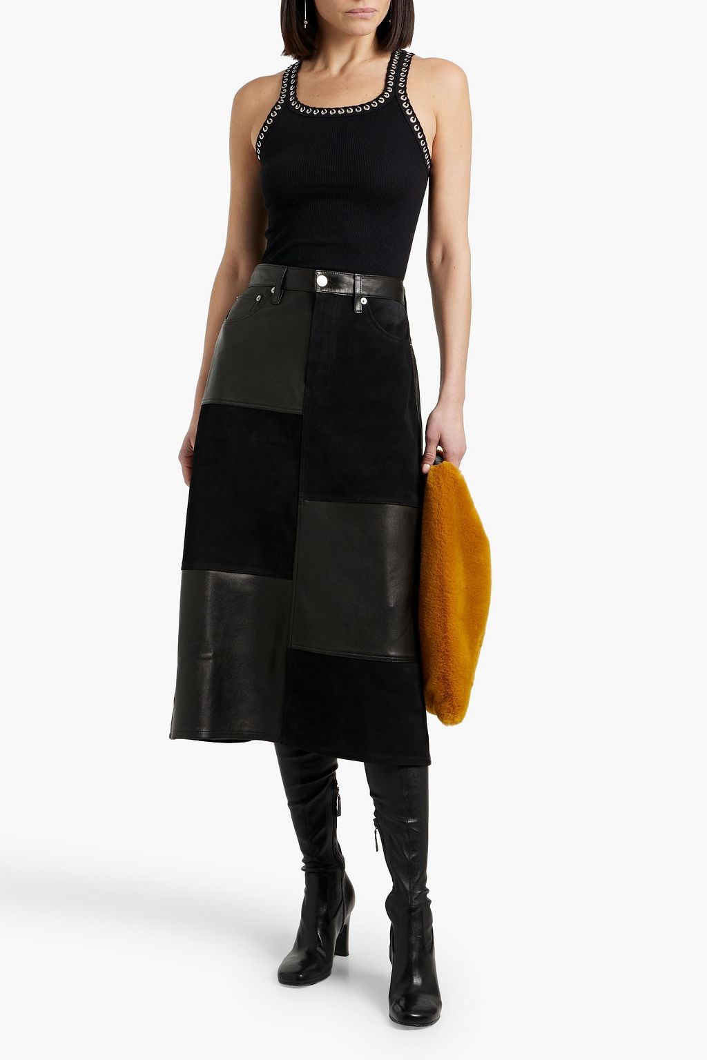 RE/DONE Eyelet-embellished ribbed cotton-jersey tank