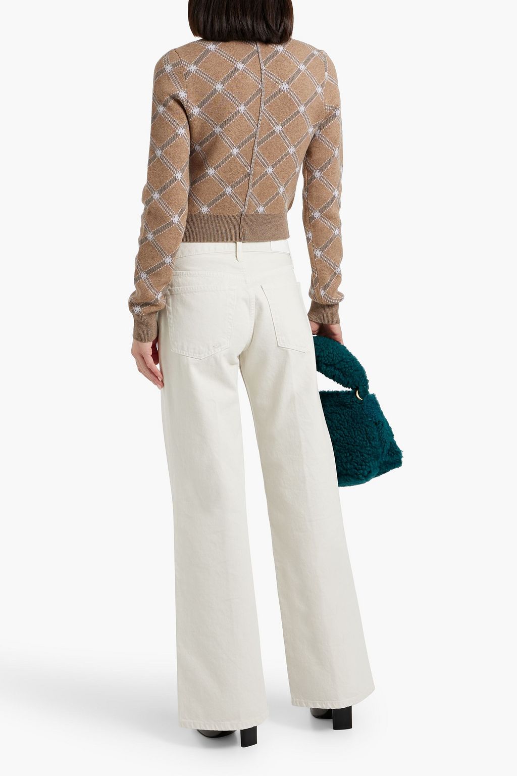 RE/DONE Cropped jacquard-knit wool, cotton and cashmere-blend cardigan