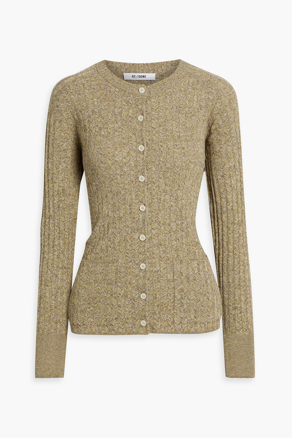 Marled ribbed cotton cardigan