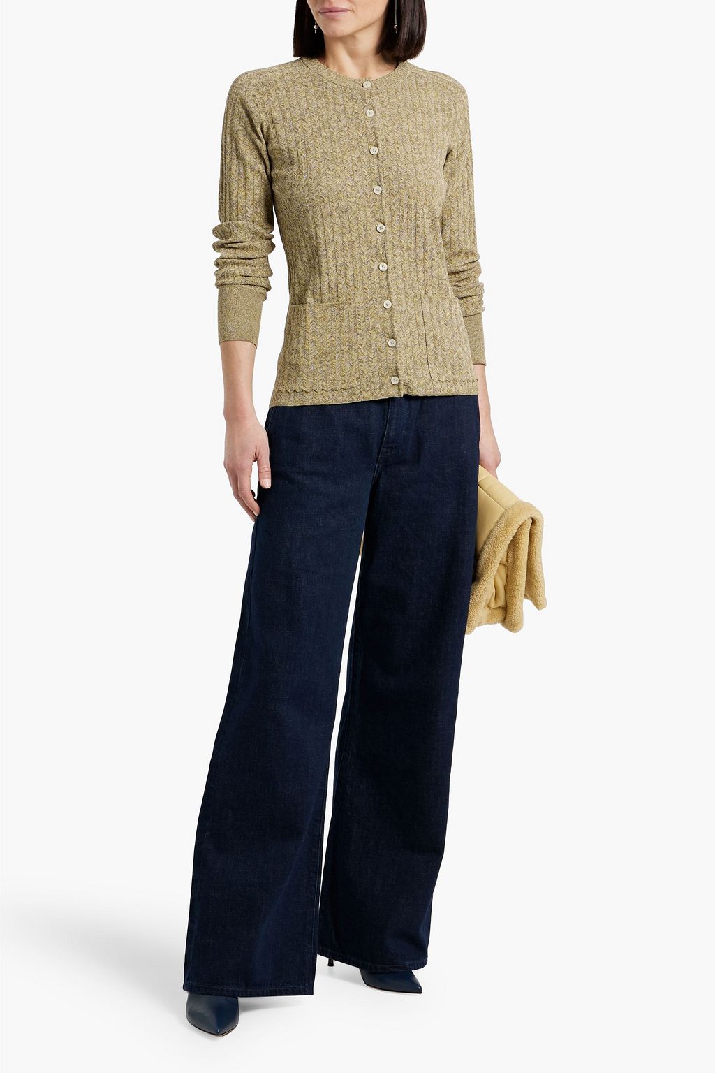 RE/DONE Marled ribbed cotton cardigan