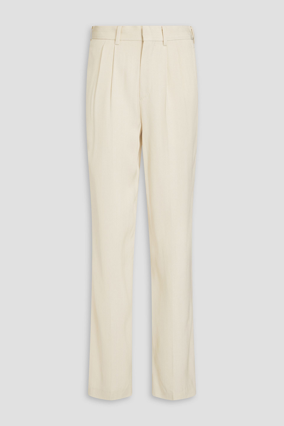 Petar Petrov Precious Pleated Grain De Poudre Straight-leg Trousers In Ivory
