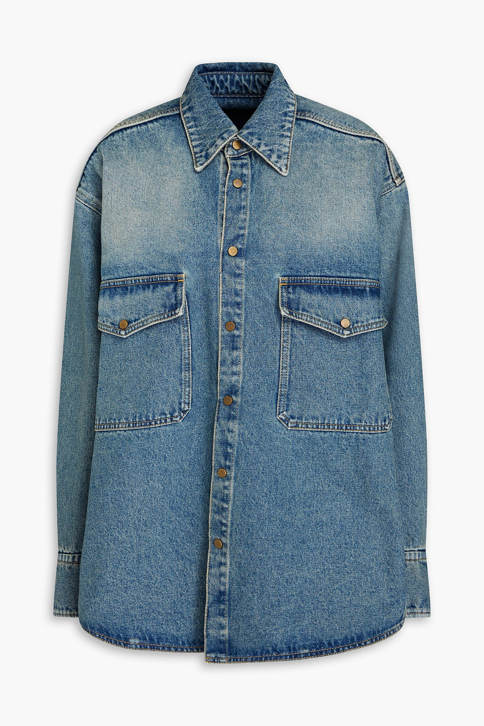 Petar Petrov Get Up Denim Shirt Jacket In Mid Denim