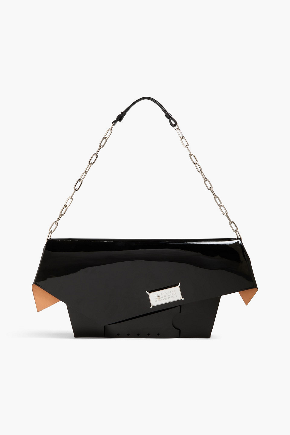 Maison Margiela Snatched Glossed-leather Envelope Clutch In Black