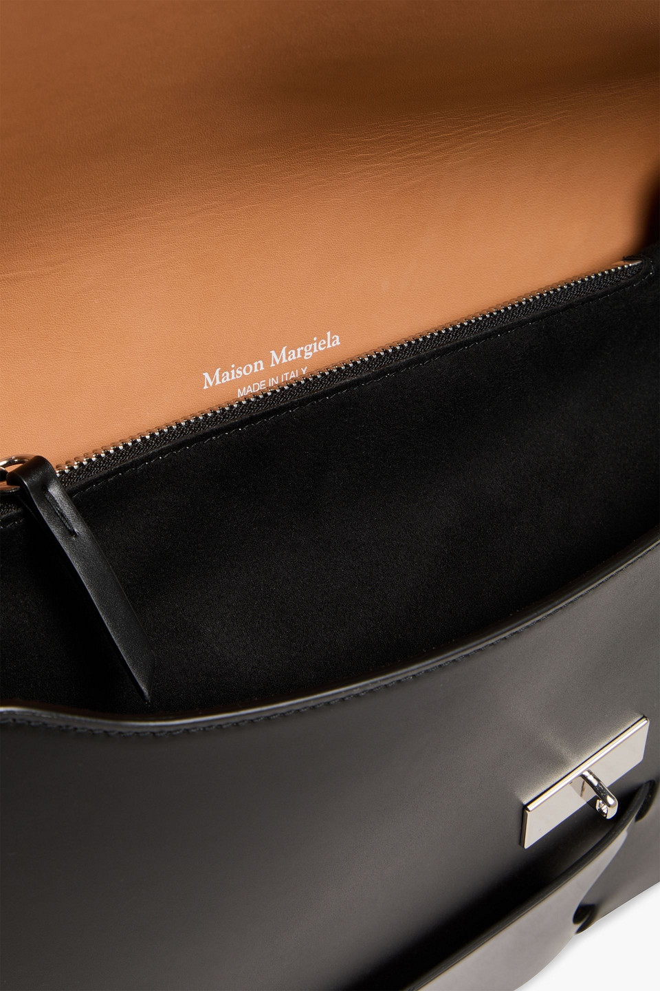 Maison Margiela Snatched Glossed-leather Envelope Clutch In Black