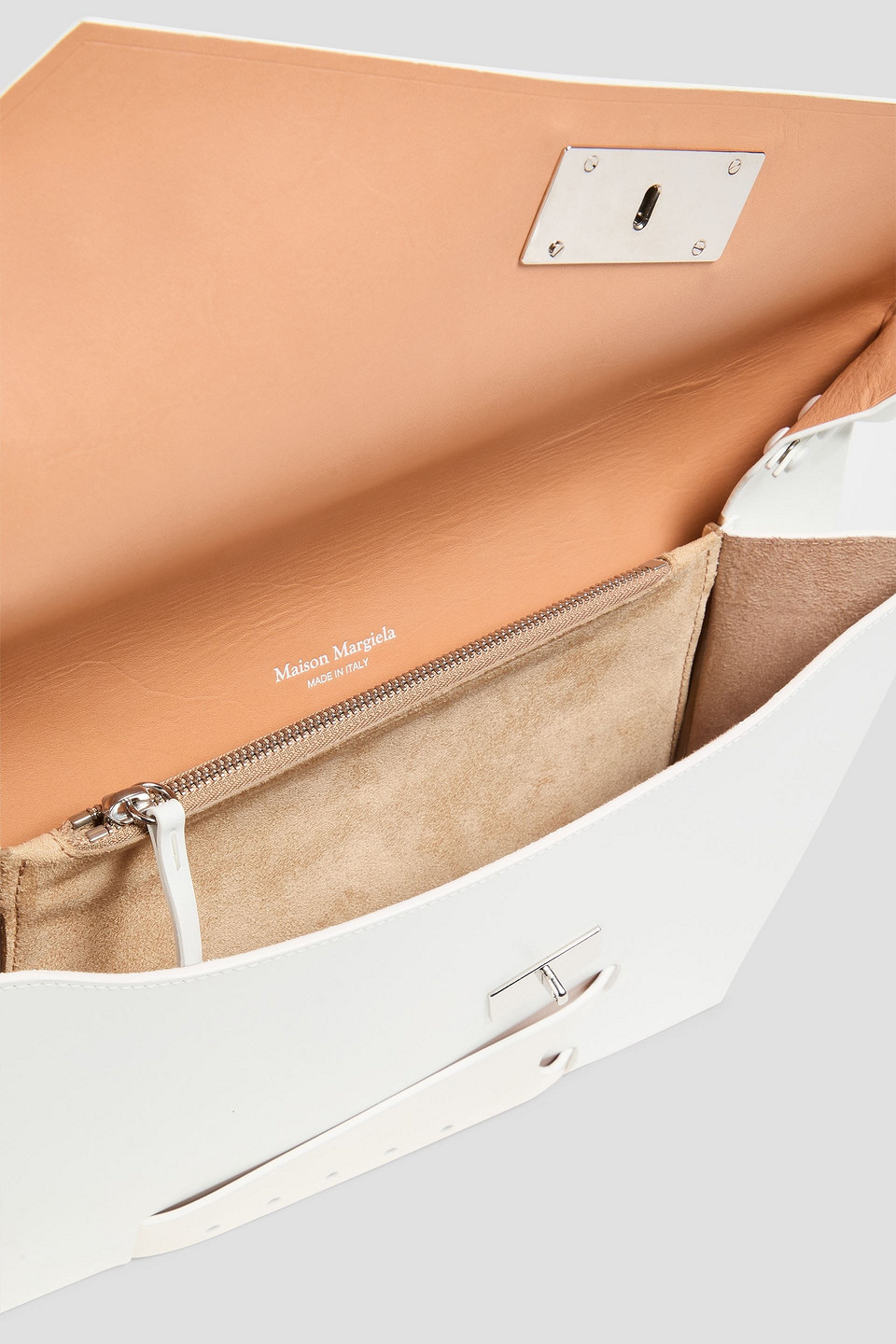 Maison Margiela Snatched Glossed-leather Envelope Clutch In White