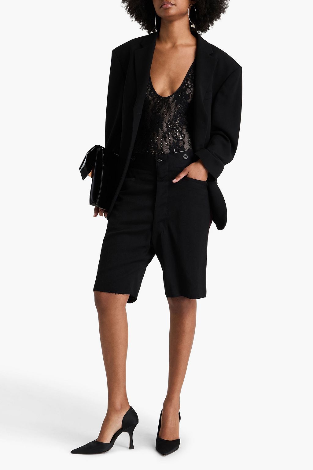 MAISON MARGIELA شورت من صوف فلانيل بحواف من حرير مضلّع