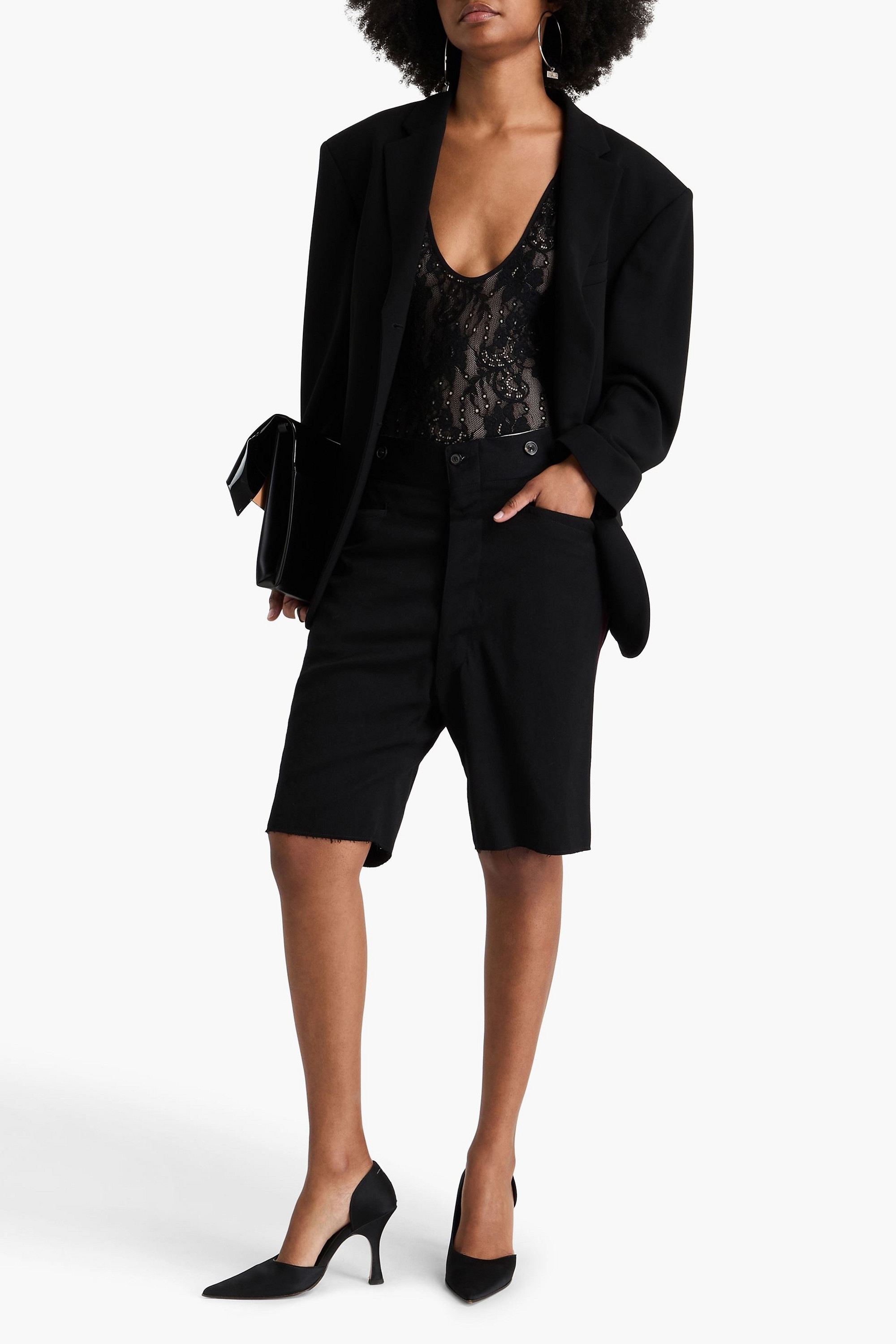 Maison Margiela Grosgrain-trimmed wool-flannel shorts