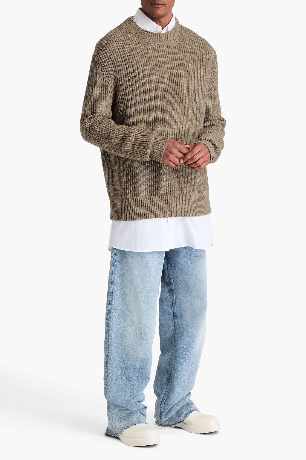 MAISON MARGIELA 오버사이즈 도니골 리브 울 혼방 스웨터