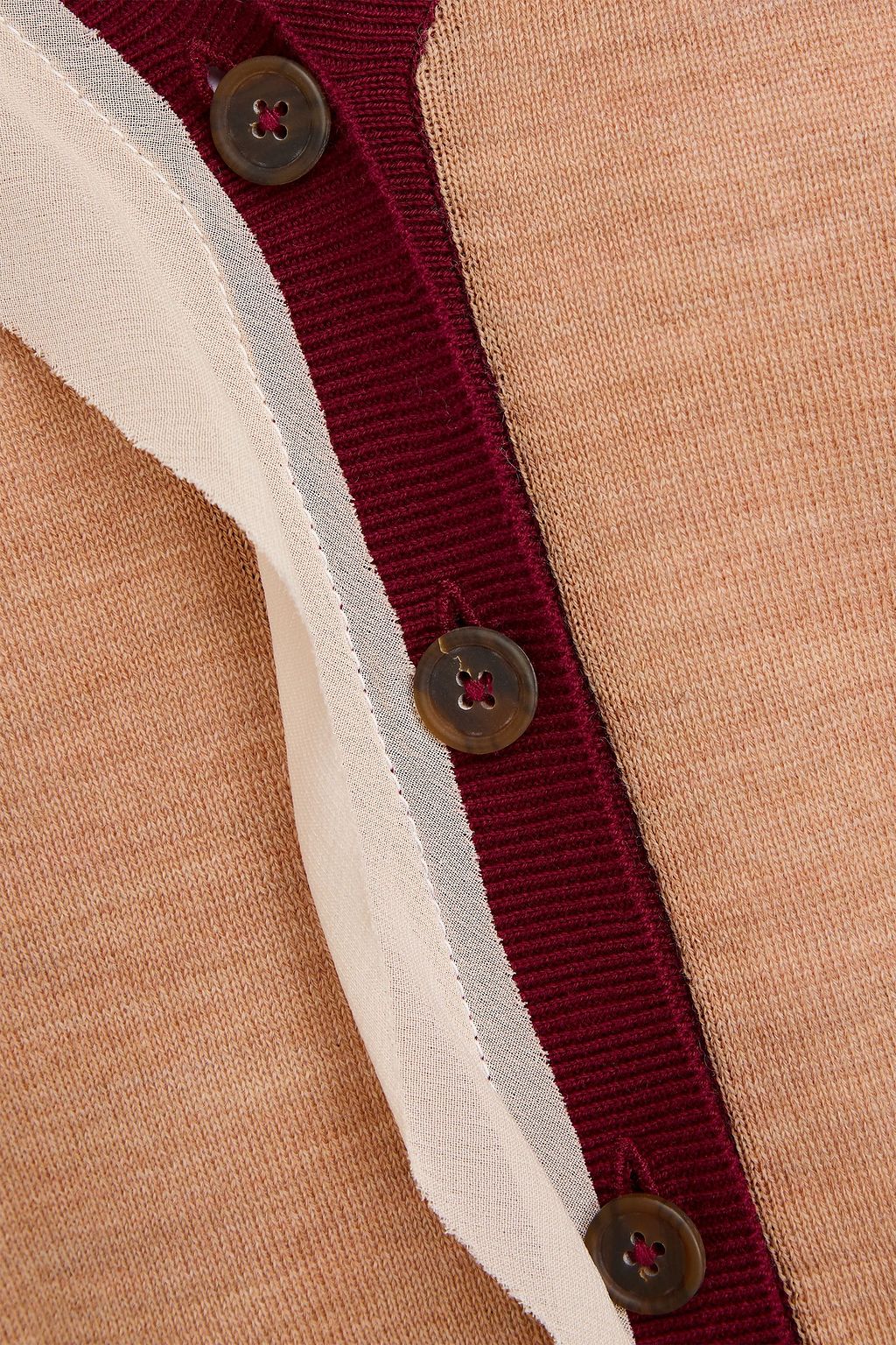 MAISON MARGIELA Cardigan aus einer Woll-Baumwollmischung mit Chiffonbesatz