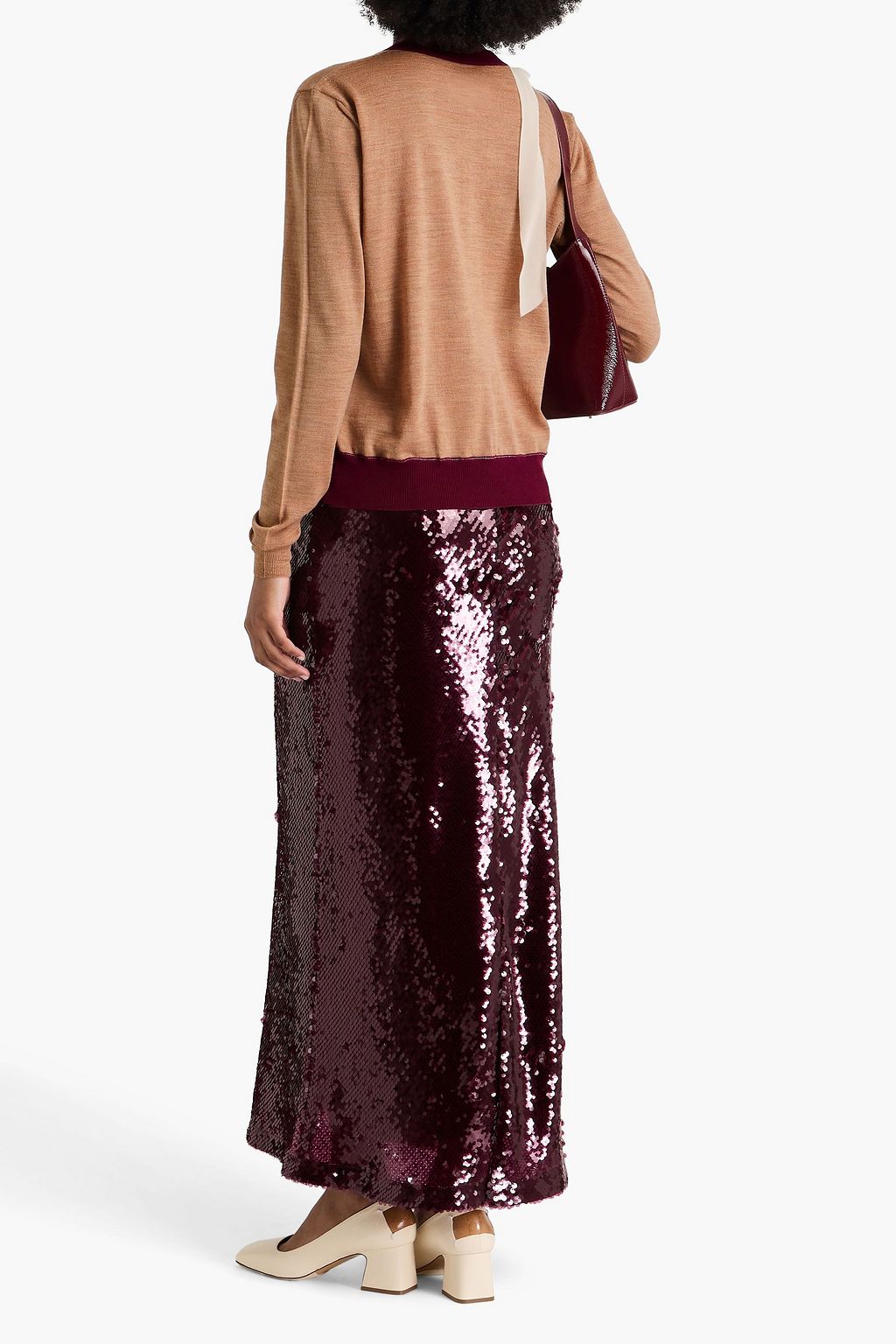 MAISON MARGIELA Cardigan aus einer Woll-Baumwollmischung mit Chiffonbesatz
