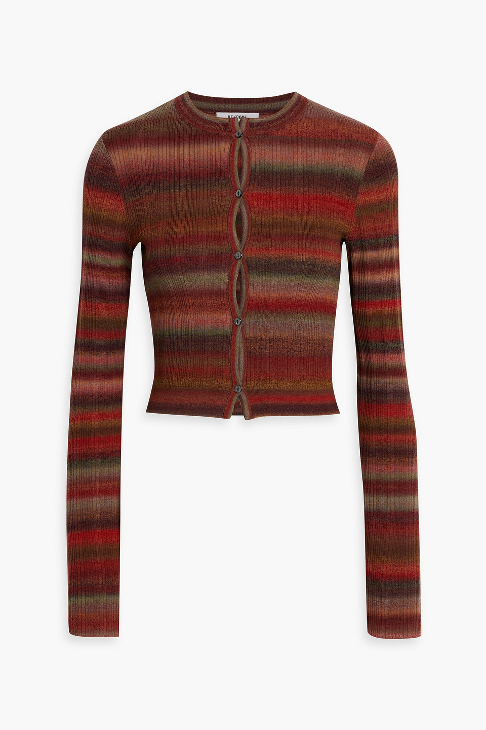 Striped ribbed wool cardigan