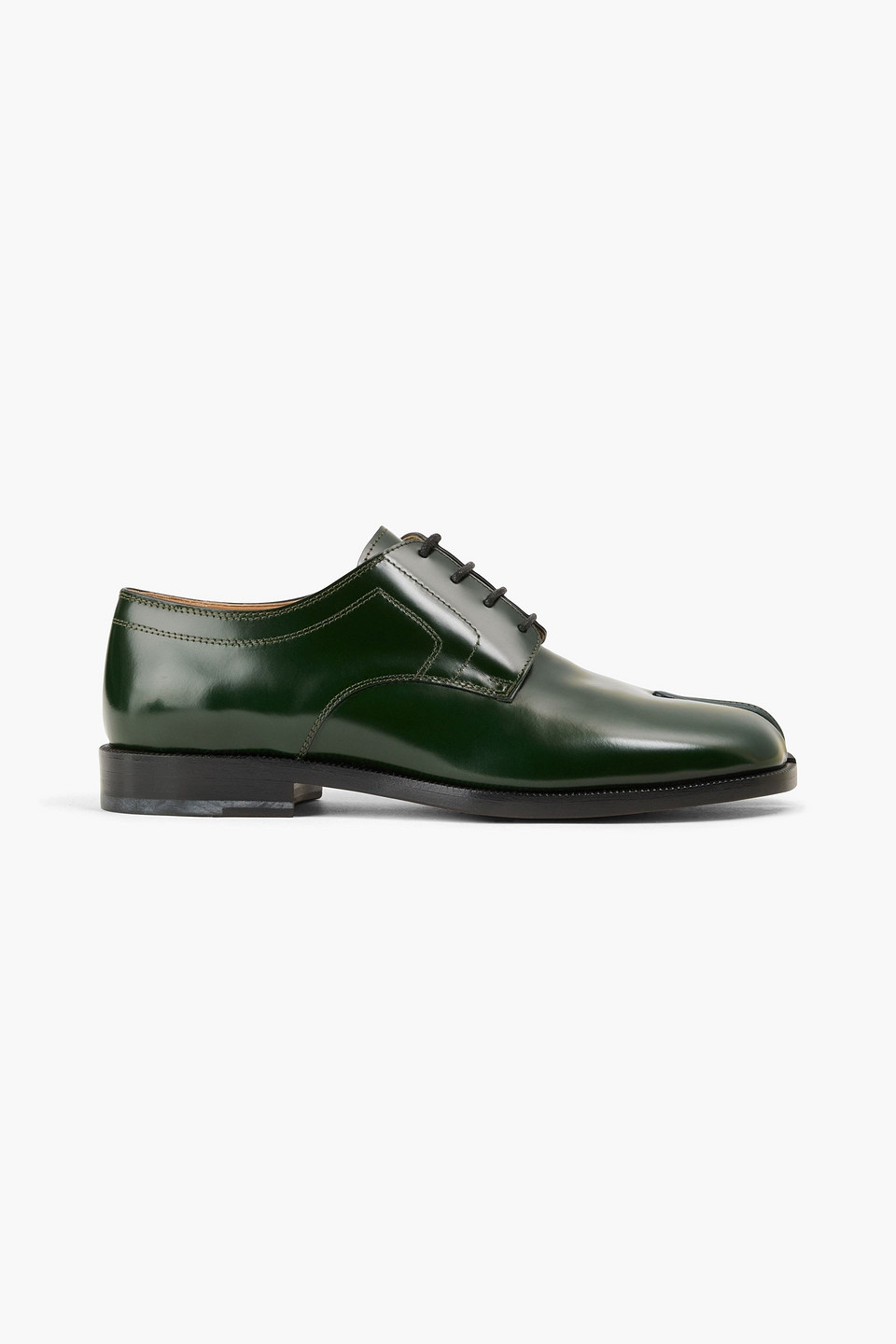 Maison Margiela Tabi Leather Brogues In Dark Green