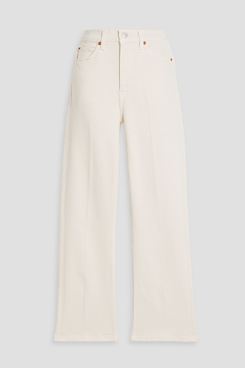 Re/done 70s Cropped High-rise Bootcut Jeans In Ivory