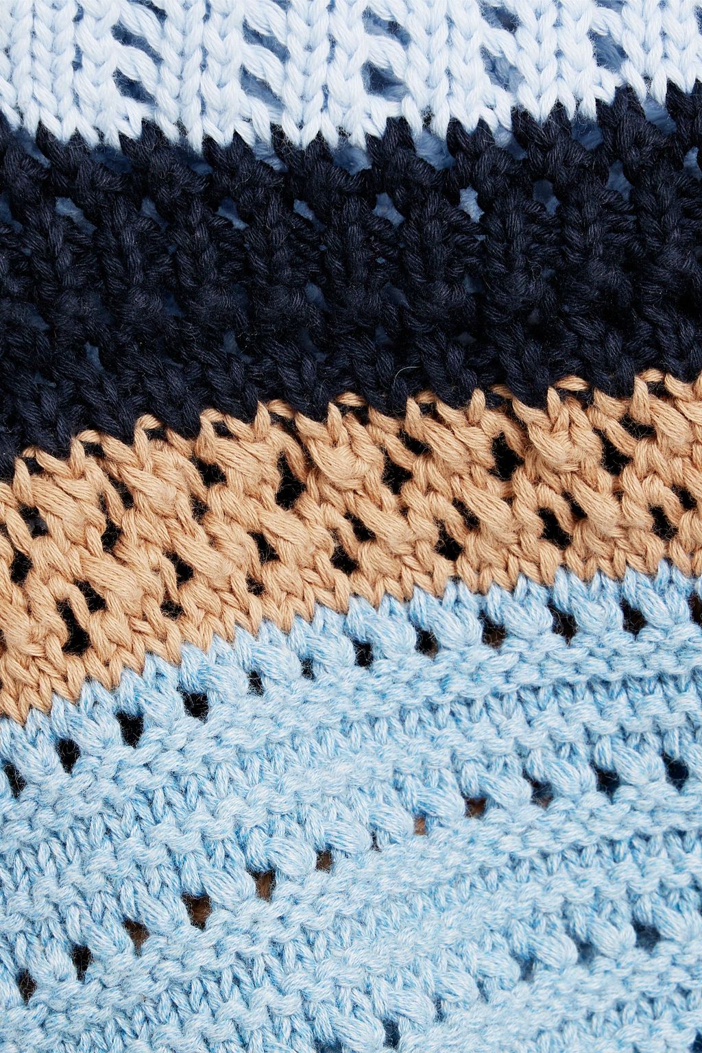 COTTON BY AUTUMN CASHMERE Striped crocheted cotton polo shirt