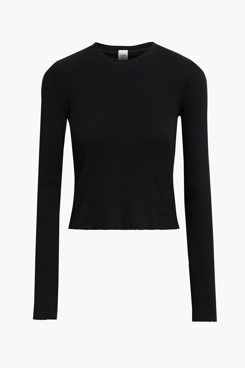 Re/done Ribbed Cotton Top In Black