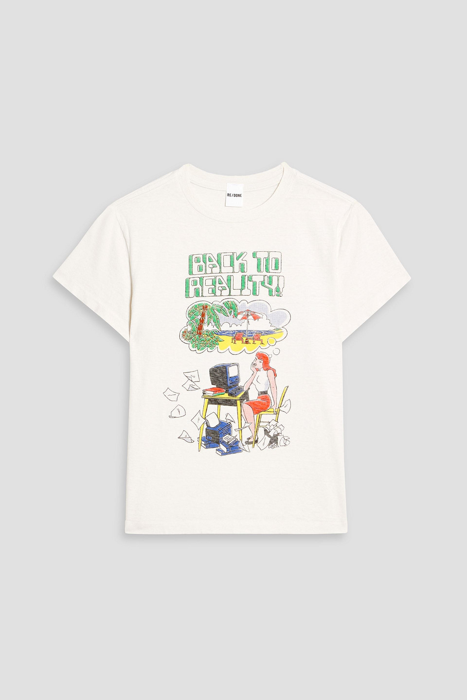 Re/done Printed Cotton-jersey T-shirt In Off-white