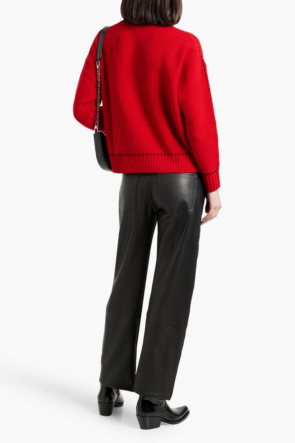 AUTUMN CASHMERE Embroidered ribbed cashmere sweater