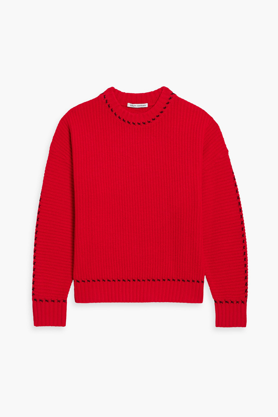 Autumn Cashmere Embroidered Ribbed Cashmere Sweater In Red