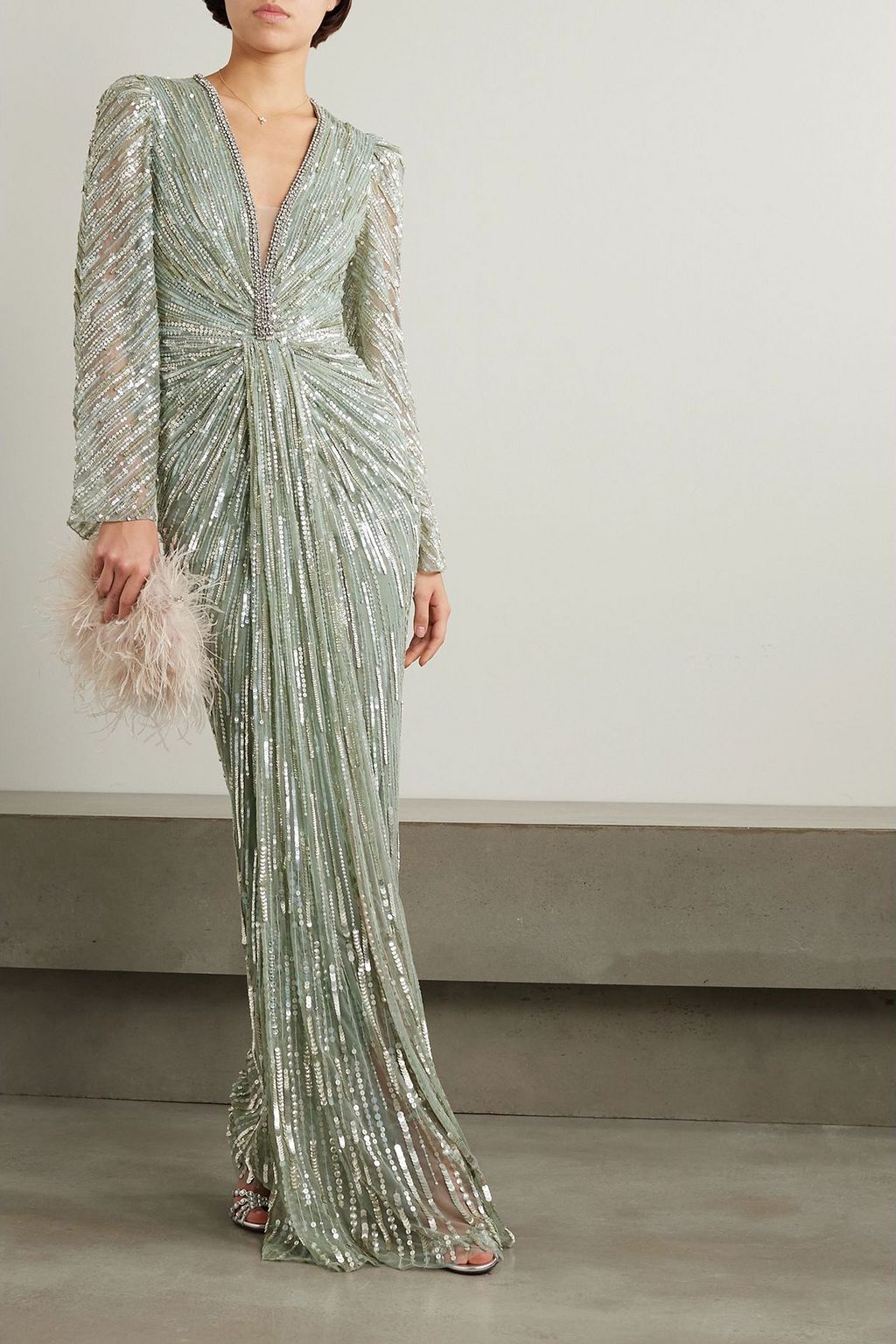 JENNY PACKHAM Darcy crystal-embellished sequined tulle gown