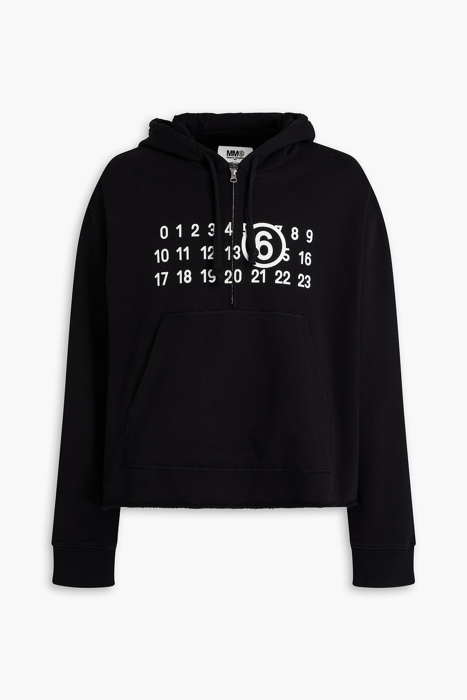 Printed French cotton-terry half-zip hoodie