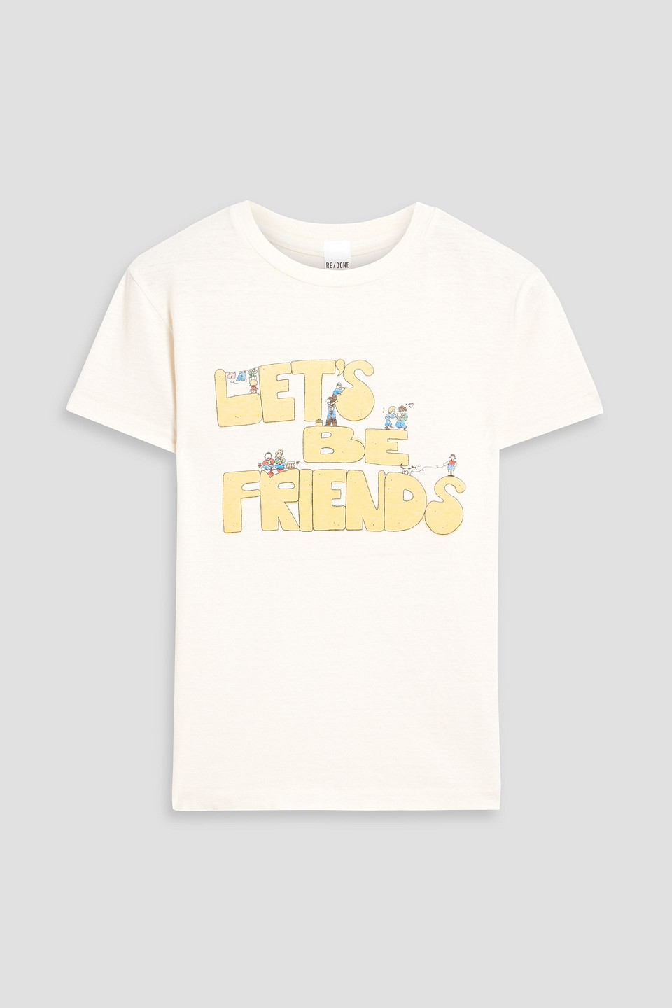 Re/done Printed Cotton-jersey T-shirt In Ecru