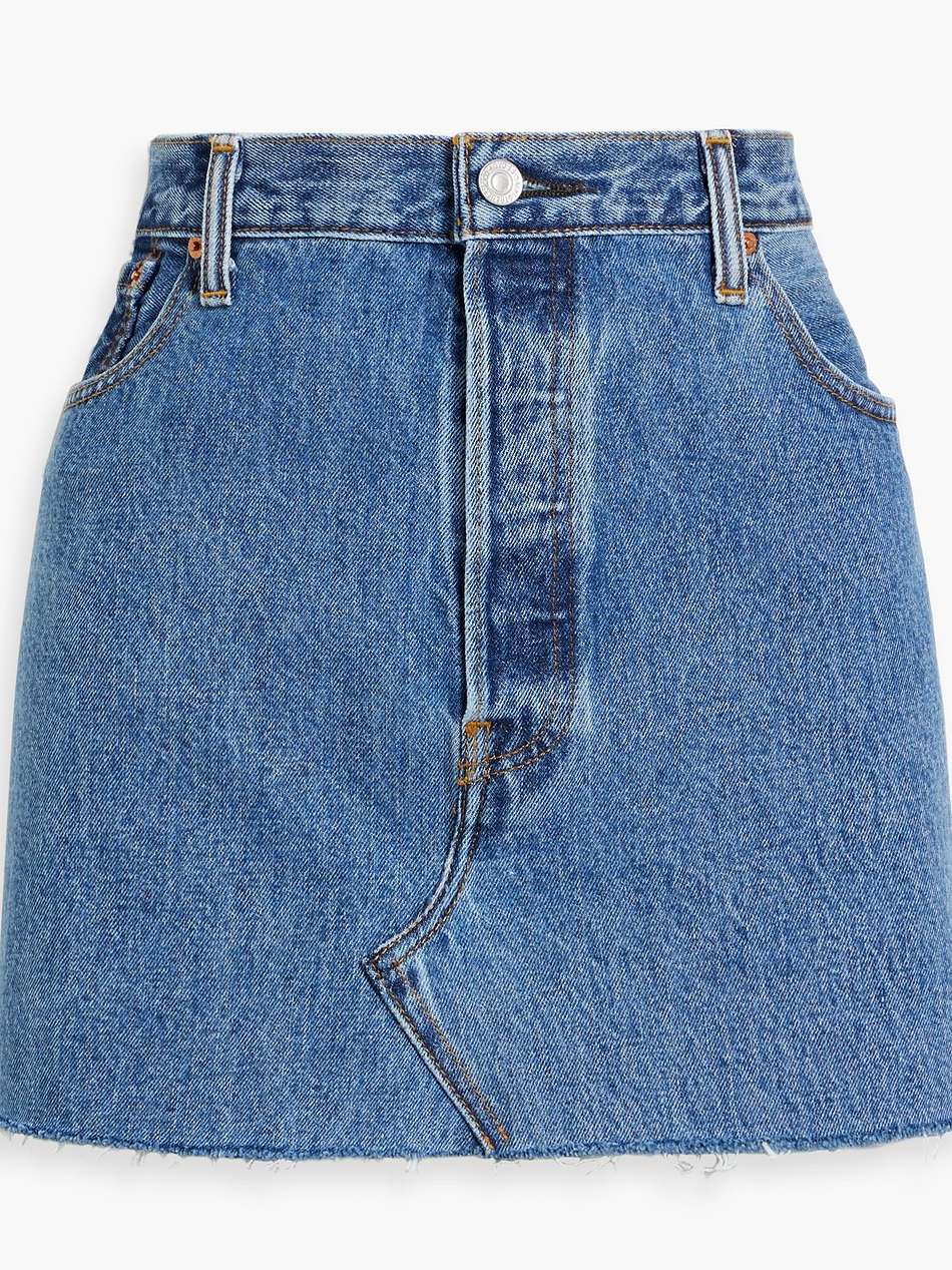denim mini skirt