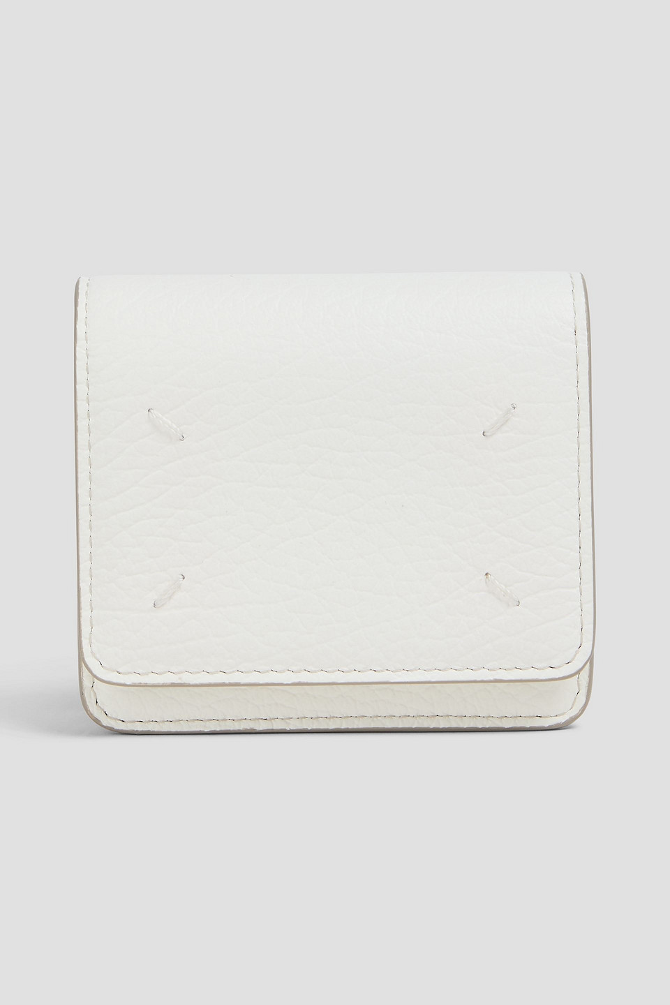 Maison Margiela Pebbled-leather Wallet In Off-white