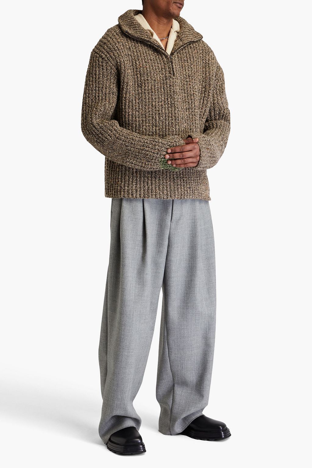 MAISON MARGIELA Ribbed marled wool and alpaca-blend sweater