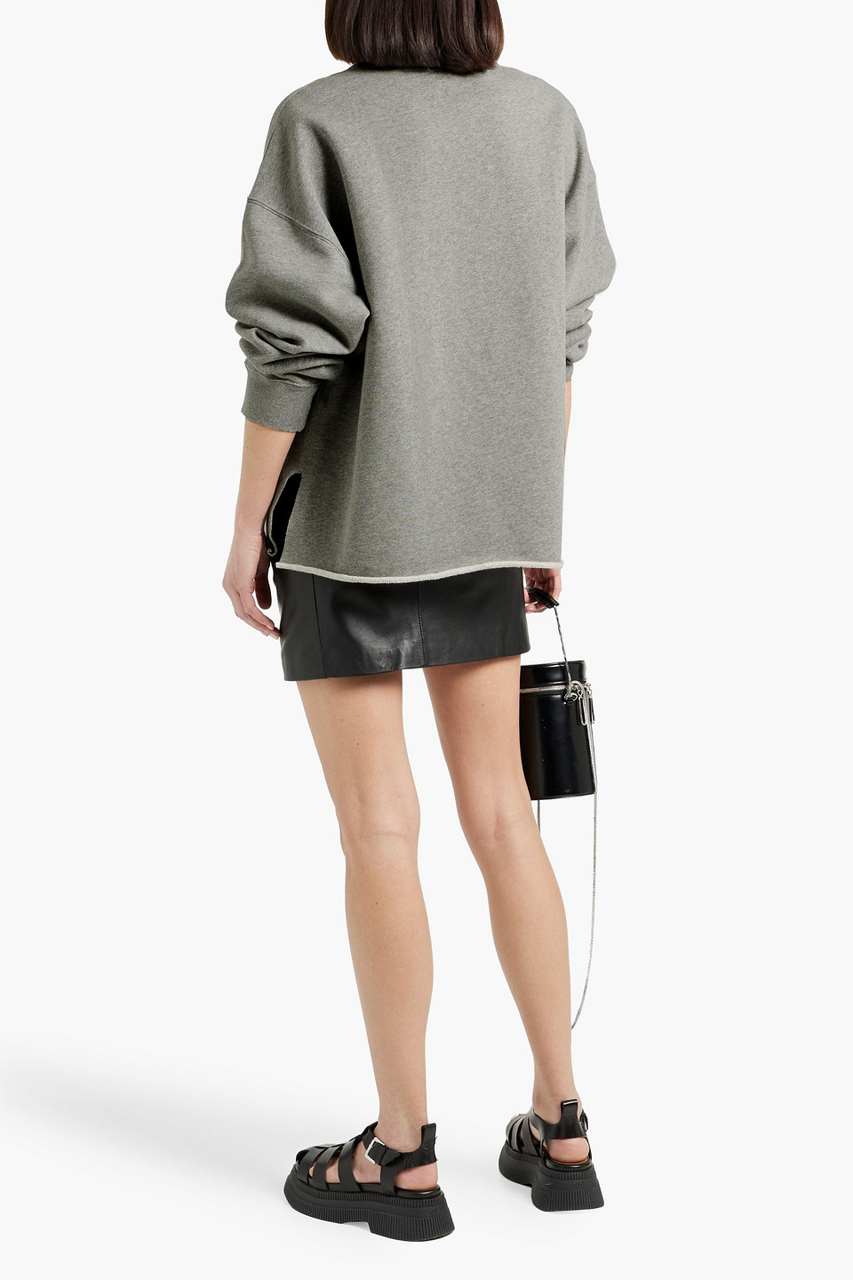 Re/done Oversized Cotton-fleece Sweatshirt In Gray