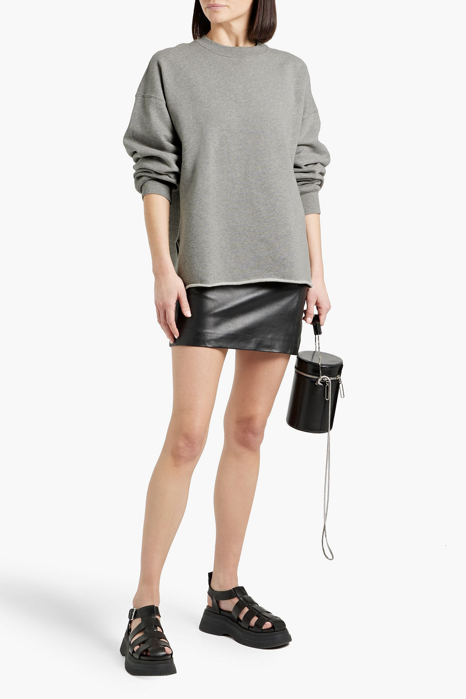Re/done Oversized Cotton-fleece Sweatshirt In Gray