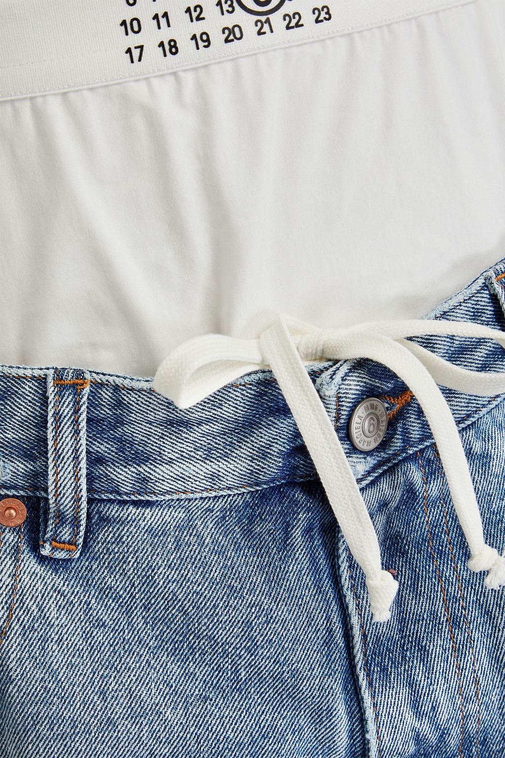 MM6 MAISON MARGIELA デニム ジーンズ ストレッチジャージーパネル 色あせ加工
