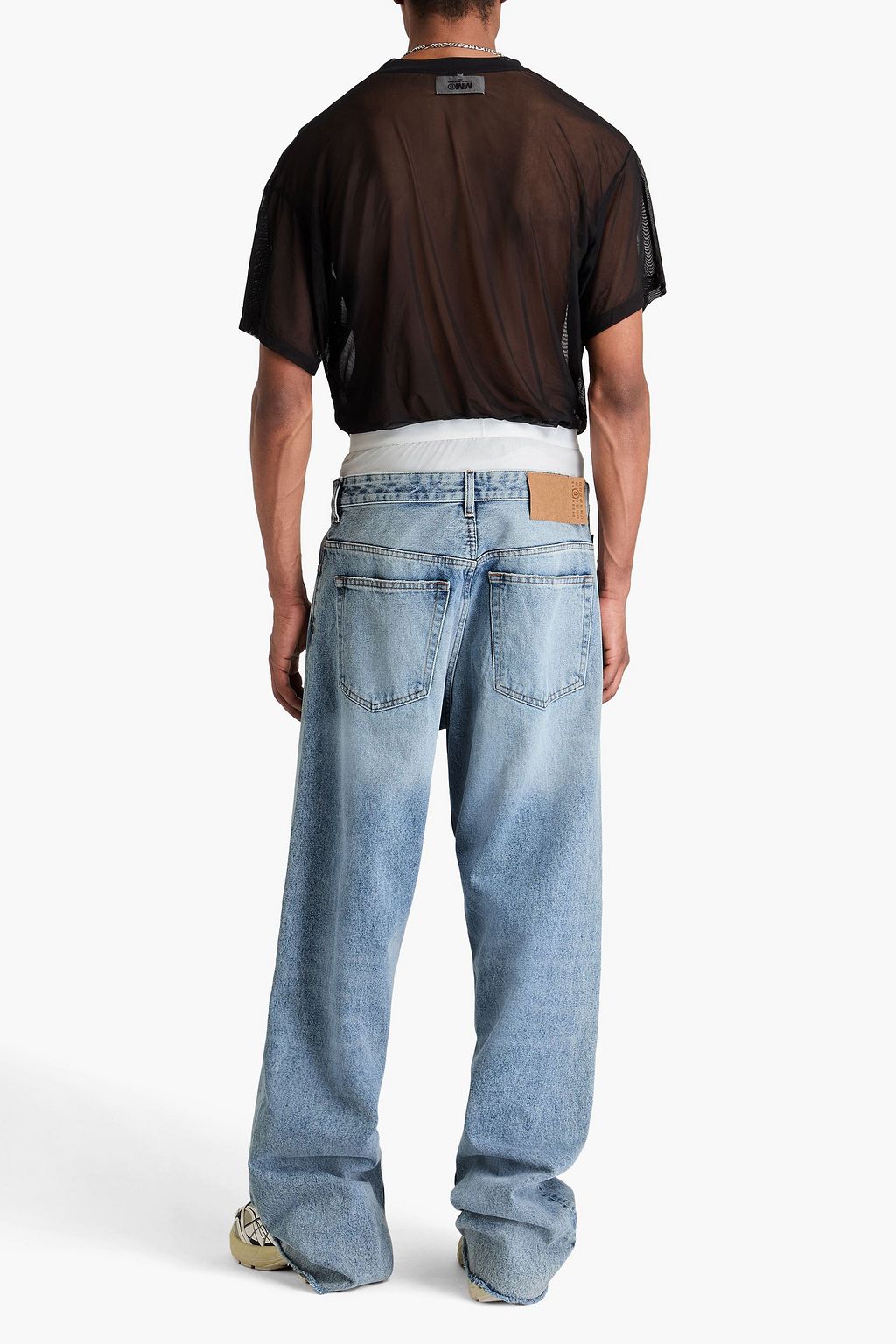 MM6 MAISON MARGIELA デニム ジーンズ ストレッチジャージーパネル 色あせ加工