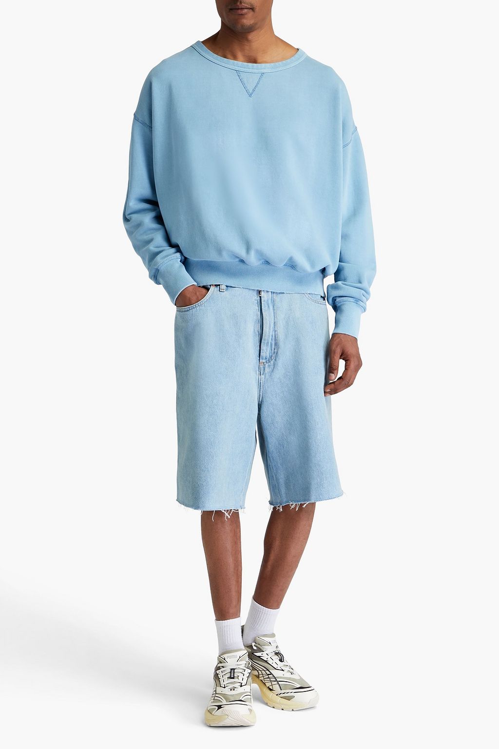 MAISON MARGIELA سويت شيرت من قطن تيري الفرنسي المطاطي