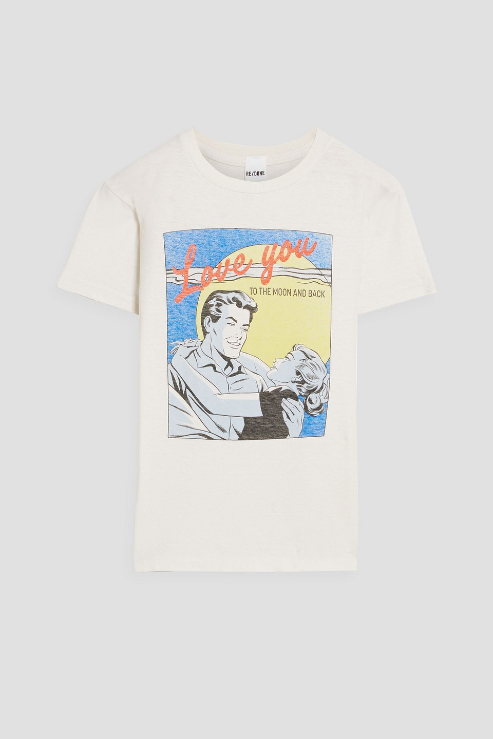 Re/done Printed Cotton-jersey T-shirt In Ecru