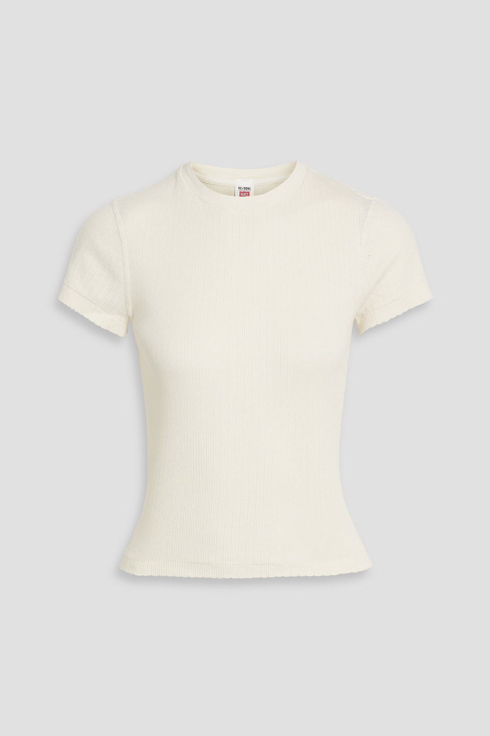 Re/done 90s Ribbed Cotton T-shirt In Ecru