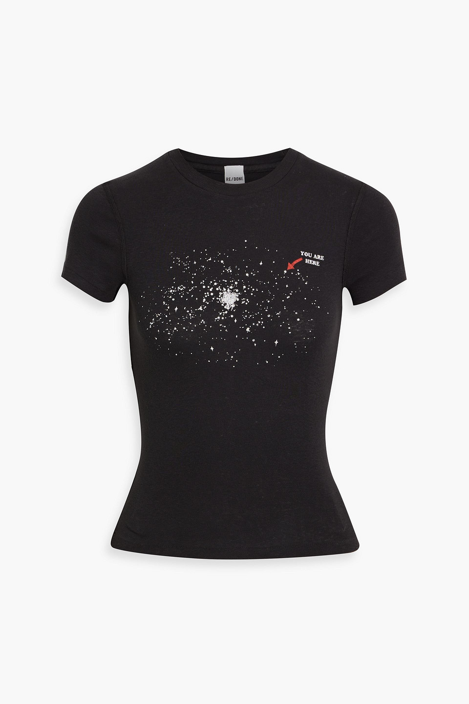 Re/done Crystal-embellished Printed Cotton-jersey T-shirt In Black