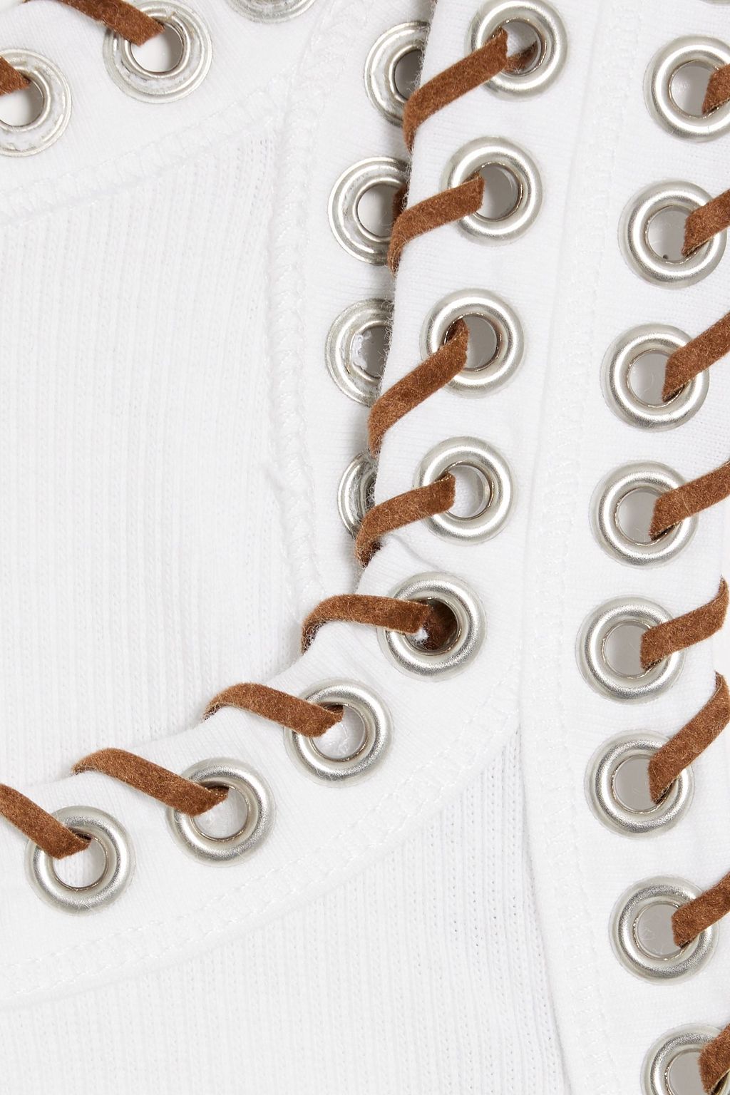 RE/DONE Eyelet-embellished ribbed cotton-jersey tank