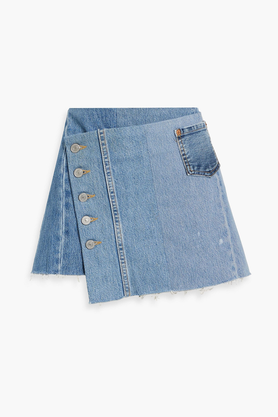 Levi's Paneled Denim Mini Wrap Skirt In Mid Denim