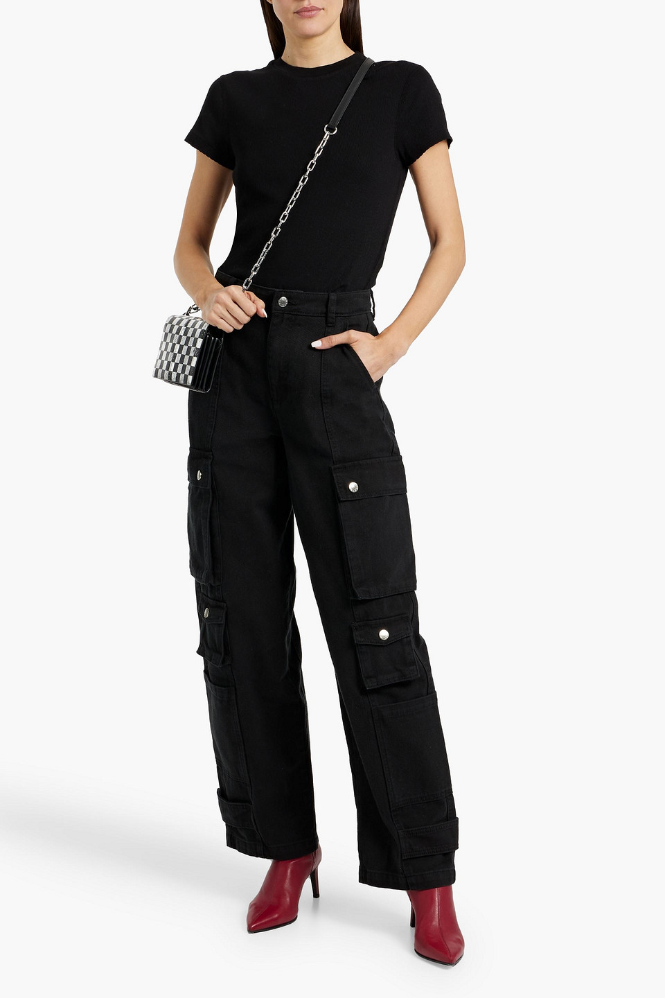 Re/done 90s Ribbed Cotton T-shirt In Black