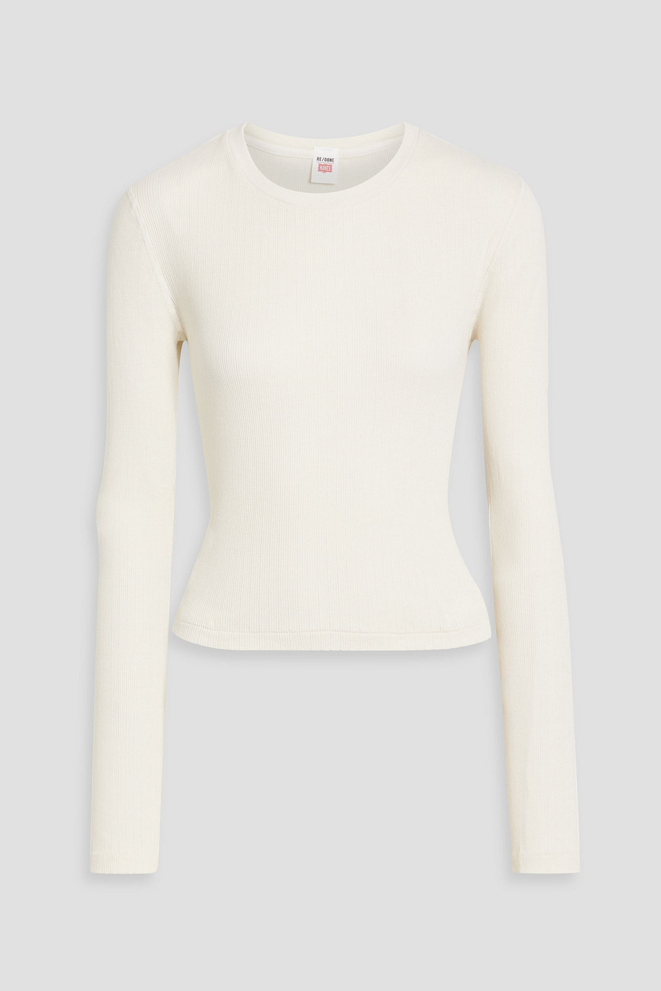 Re/done Pointelle Baby Long Sleeve Tee Vintage White In Ecru