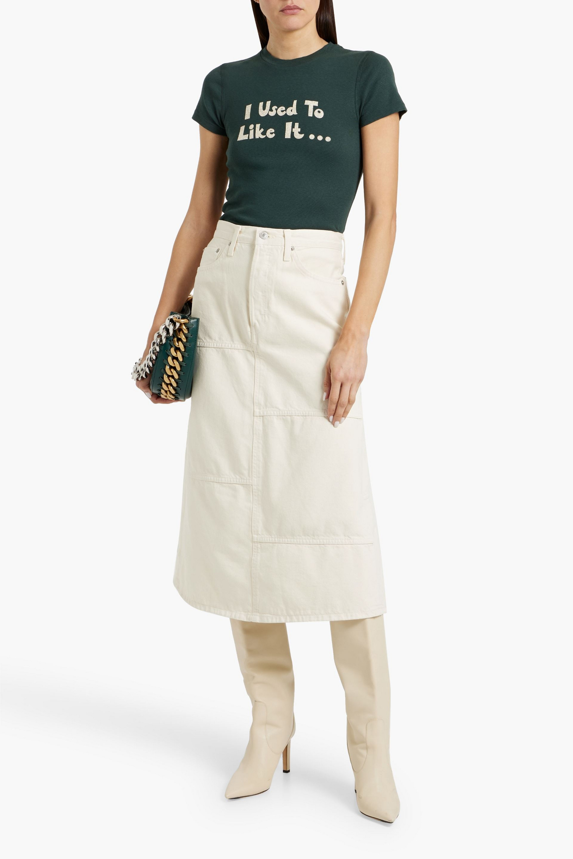 RE/DONE Paneled denim midi skirt
