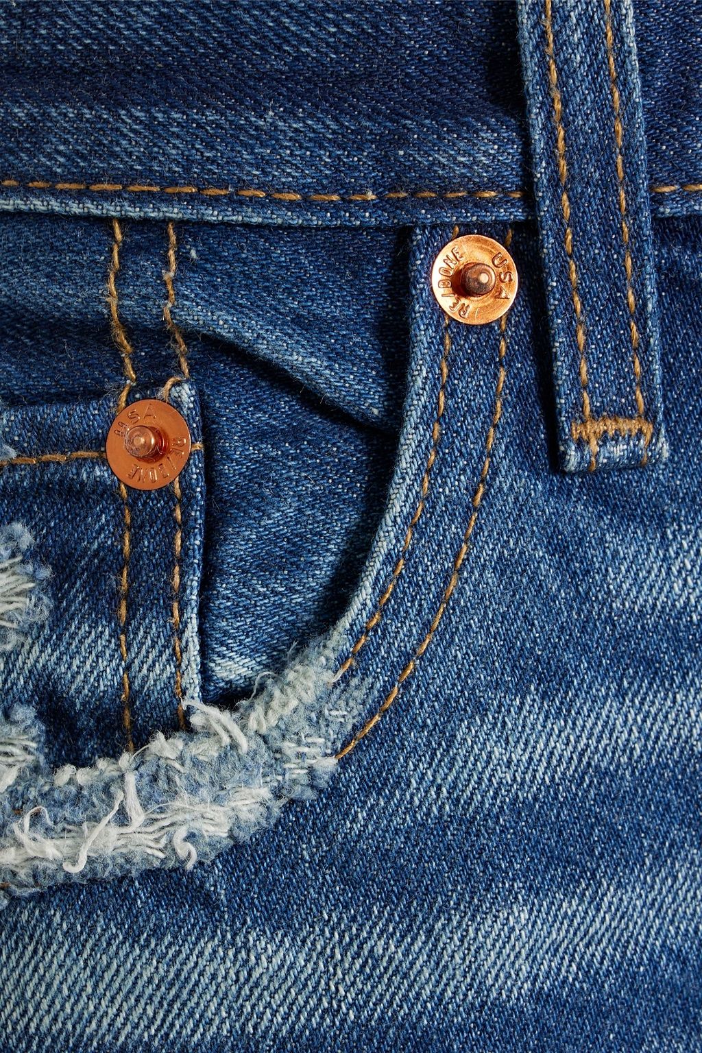 RE/DONE Distressed high-rise straight-leg jeans